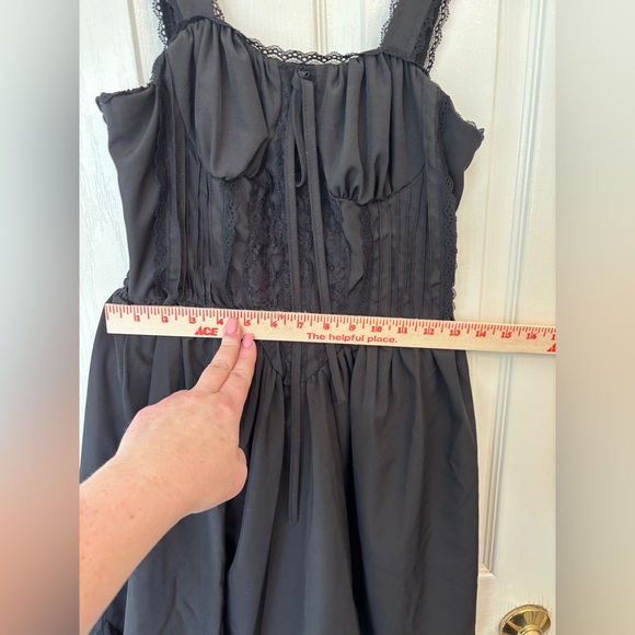Black Coquette Girl Y2K Black Dress with Tie Front Bodice Women’s Size Small - Picture 5 of 6